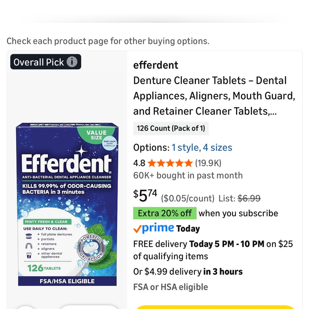Efferent Denture Cleaner Tablets - brand new